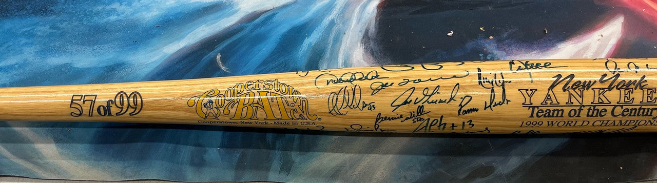 1999 New York Yankees Team of the Century Autographed Signed Bat /99 JSA