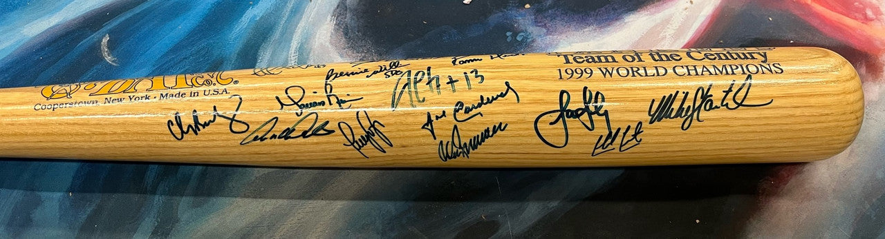 1999 New York Yankees Team of the Century Autographed Signed Bat /99 JSA