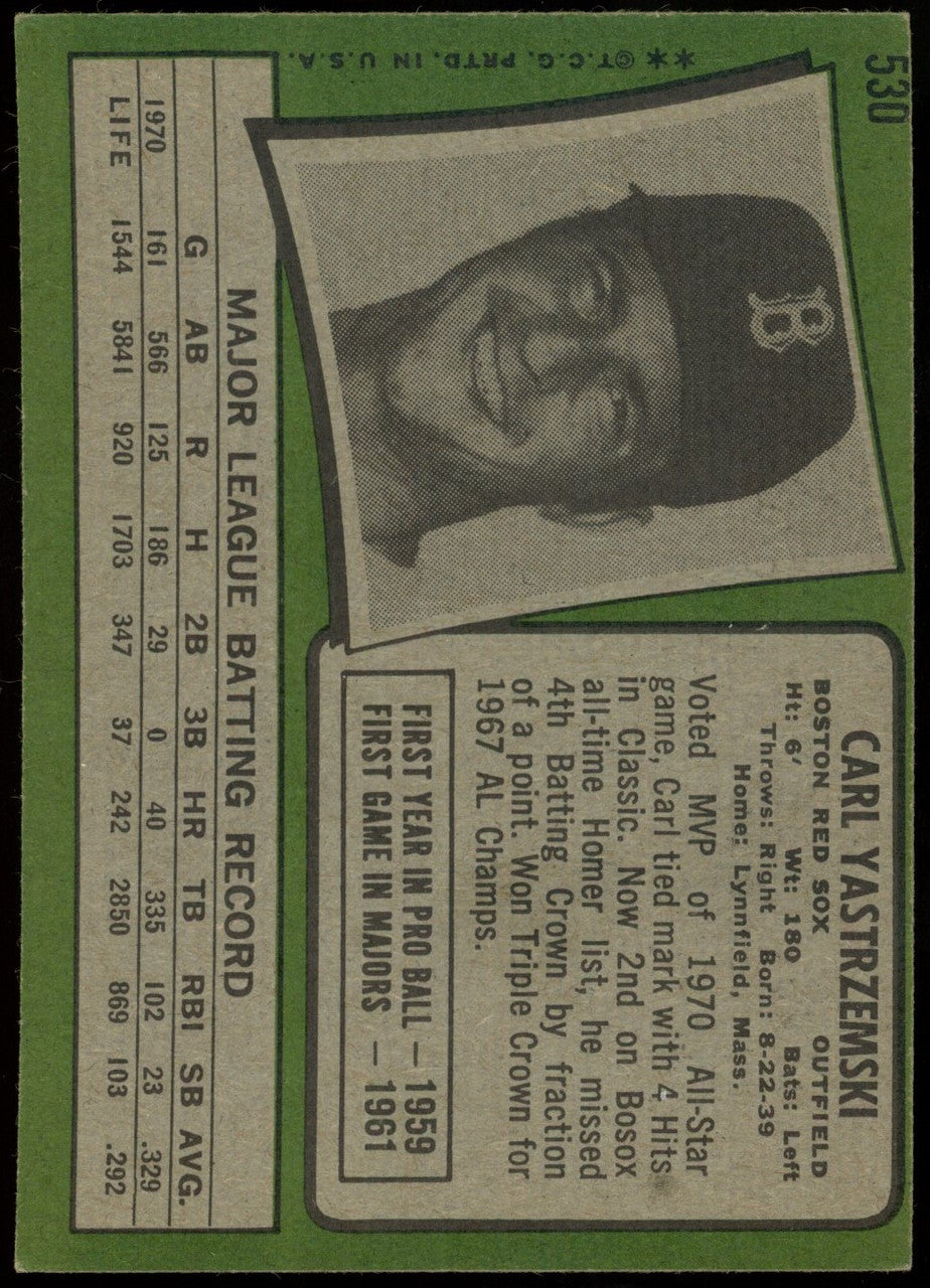 1971 Topps Carl Yastrzemski #530 EX "B"