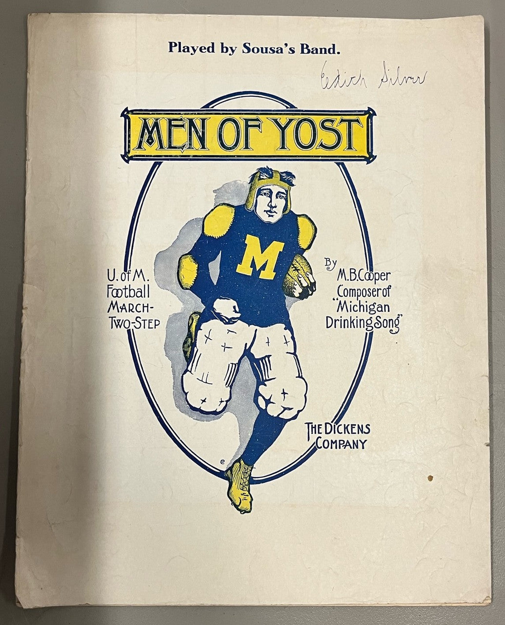 1904 University of Michigan Sheet Music - Men of Yost M.B. Cooper